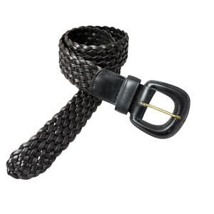 Coach Woven Leather Belt Womens Small Black Brass Buckle Braided 1.5" Boho 3851